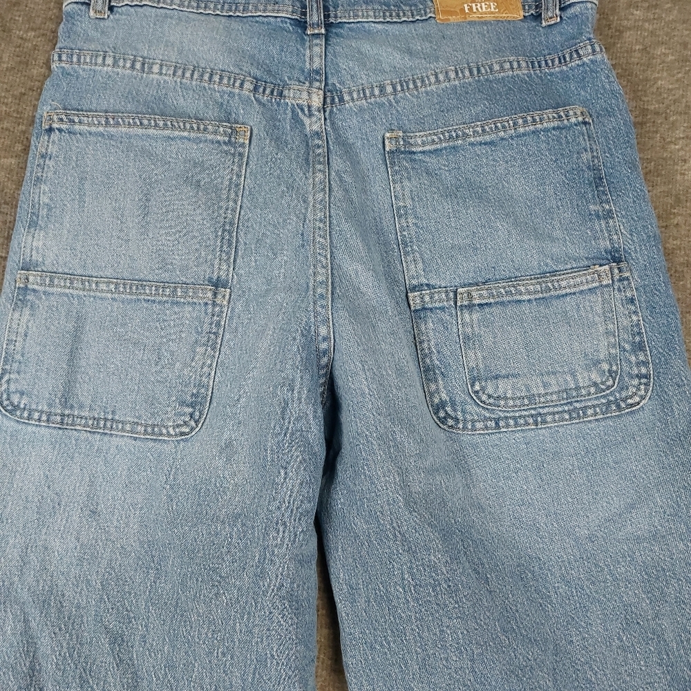WE THE FREE JEANS WOMENS BLUE PIPER WIDE LEG CROP DENIM CAPRI PANTS SIZE 30 - Picture 7 of 10